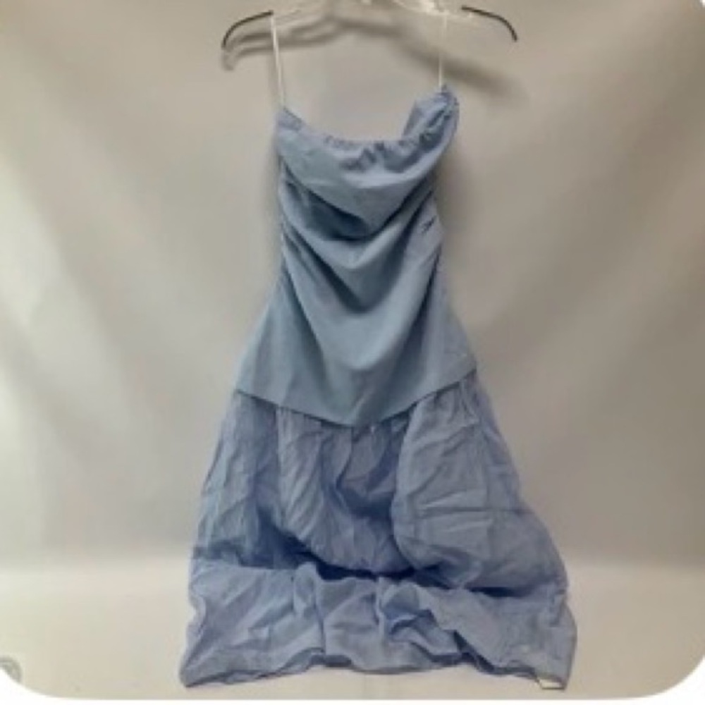 Light blue strapless dress